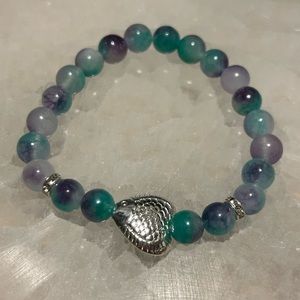 Dyed “mermaid” agate with fish charm